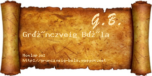 Grünczveig Béla névjegykártya
